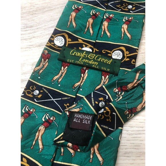 Crooks & Creed Men's Handmade Golf Print 100% Silk Tie - Picture 4 of 5